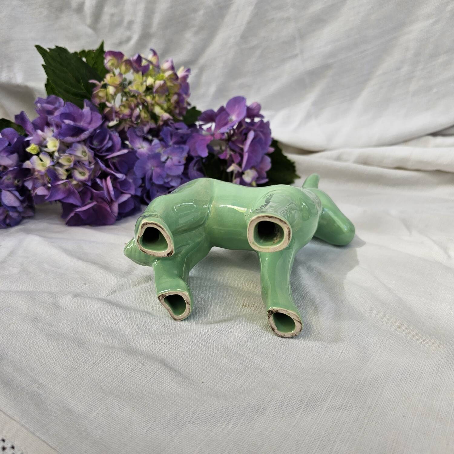 Mint green vintage ceramic donkey