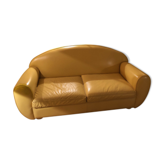 Canapé en cuir club jaune