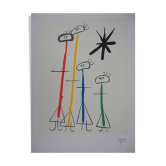 Joan MIRO : Famille surréaliste à l’étoile, Lithographie signée