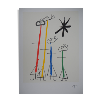 Joan MIRO: Surrealist family with the star, signed lithograph
