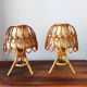Pair of vintage 70s rattan lamps