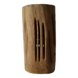 Vintage Openwork Brutalist Wooden Lamp