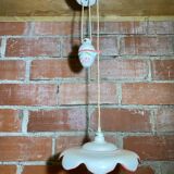 Antique Ceramic Up & Down Pendant Light with Vintage Flowers & Fruits Decor