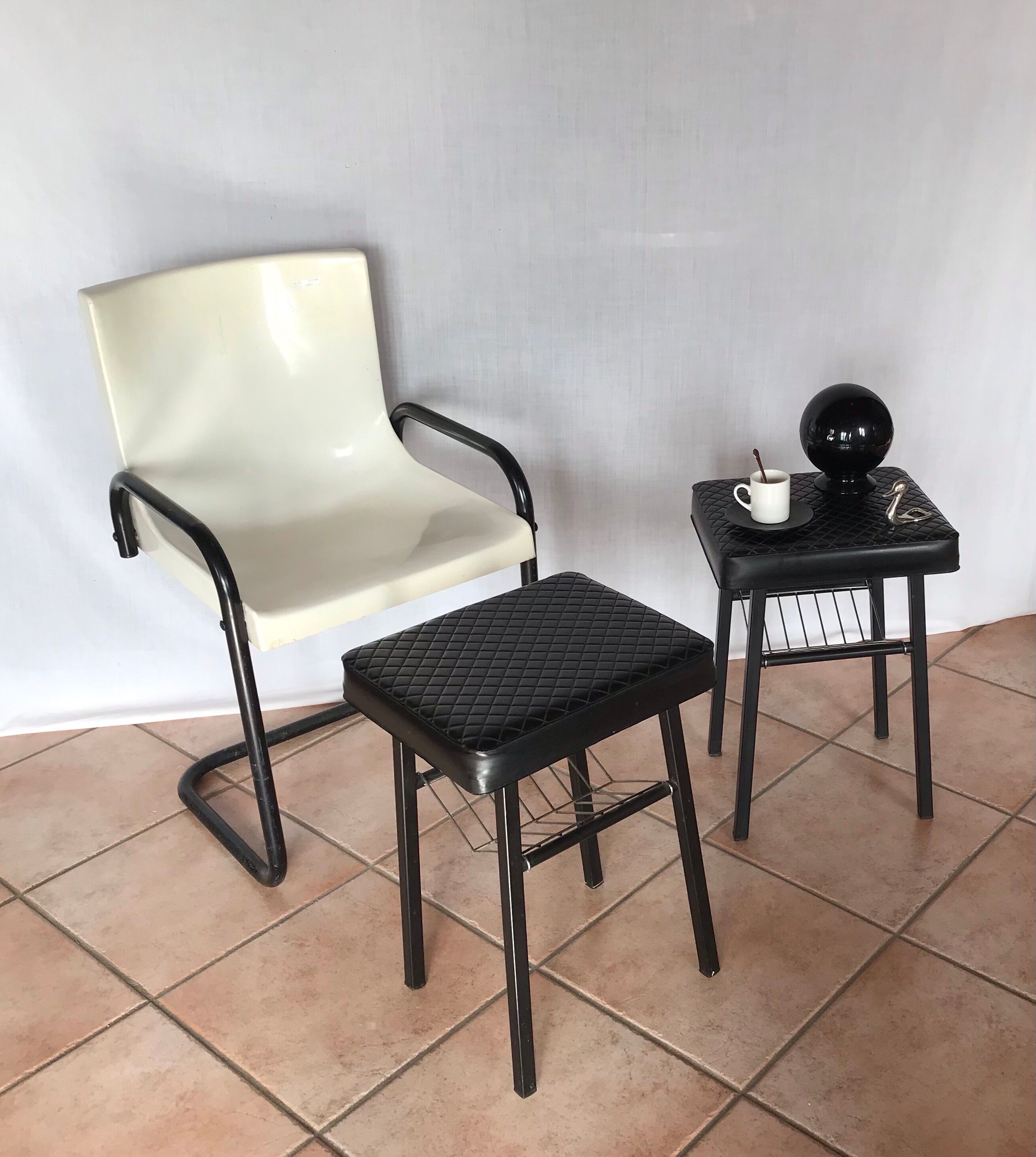 Paire de bouts de canapés skaï Fantasia 1970/80