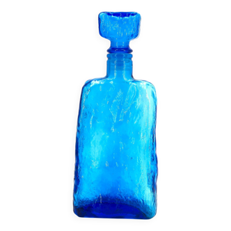 Empoli Italian carafe in blue glass, 1960s