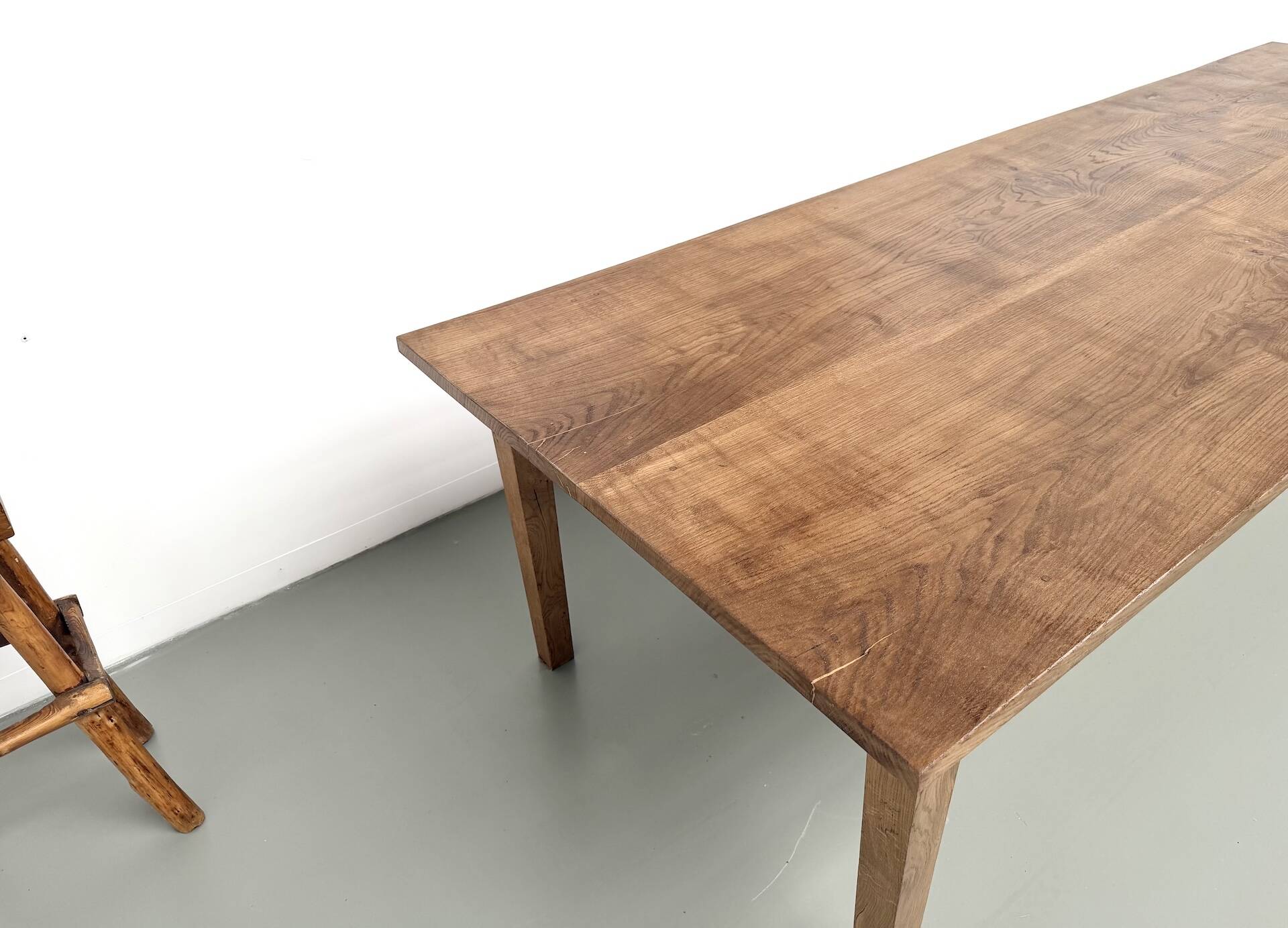 Very large farmhouse table in solid oak, 1950s – L300 cm