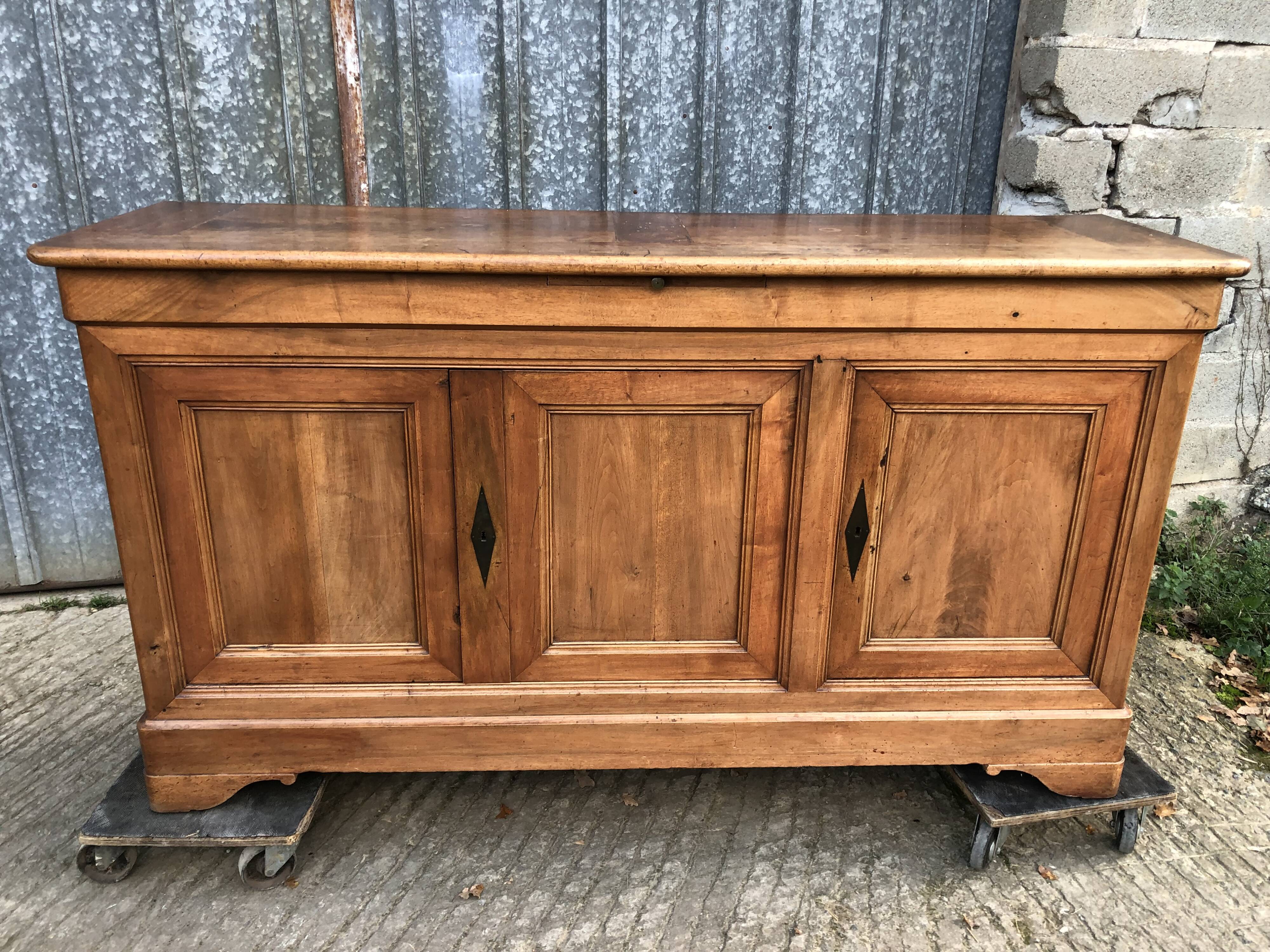 Louis Philippe style sideboard in solid walnut with 3 doors and 1 pull-out shelf.