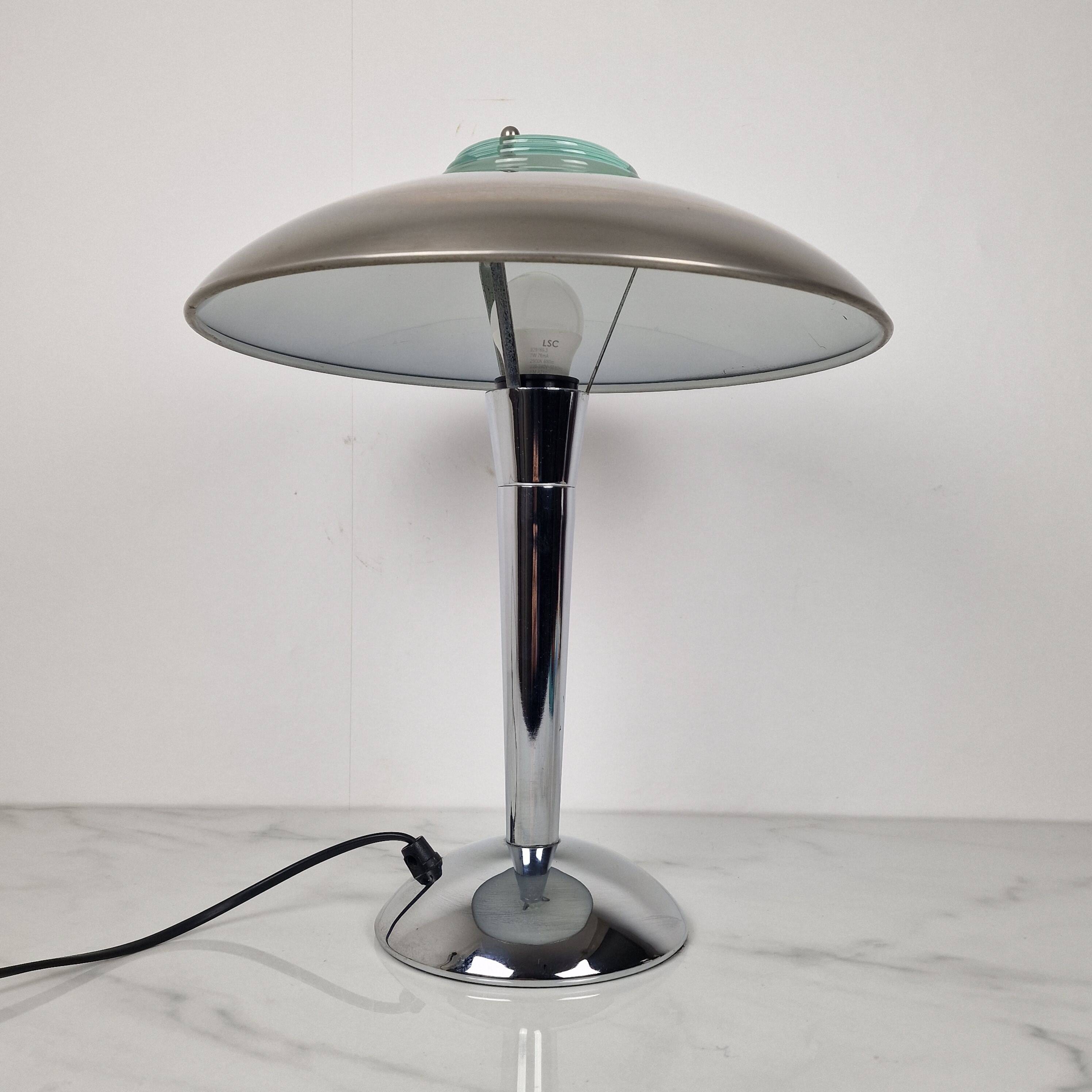 Vintage Chrome & Glass Table Lamp – Space Age Style