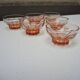 6 vintage pink glass bowls in Art Deco style