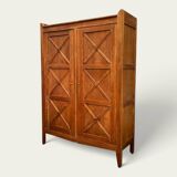 Vintage solid oak cross-braced wardrobe 1940