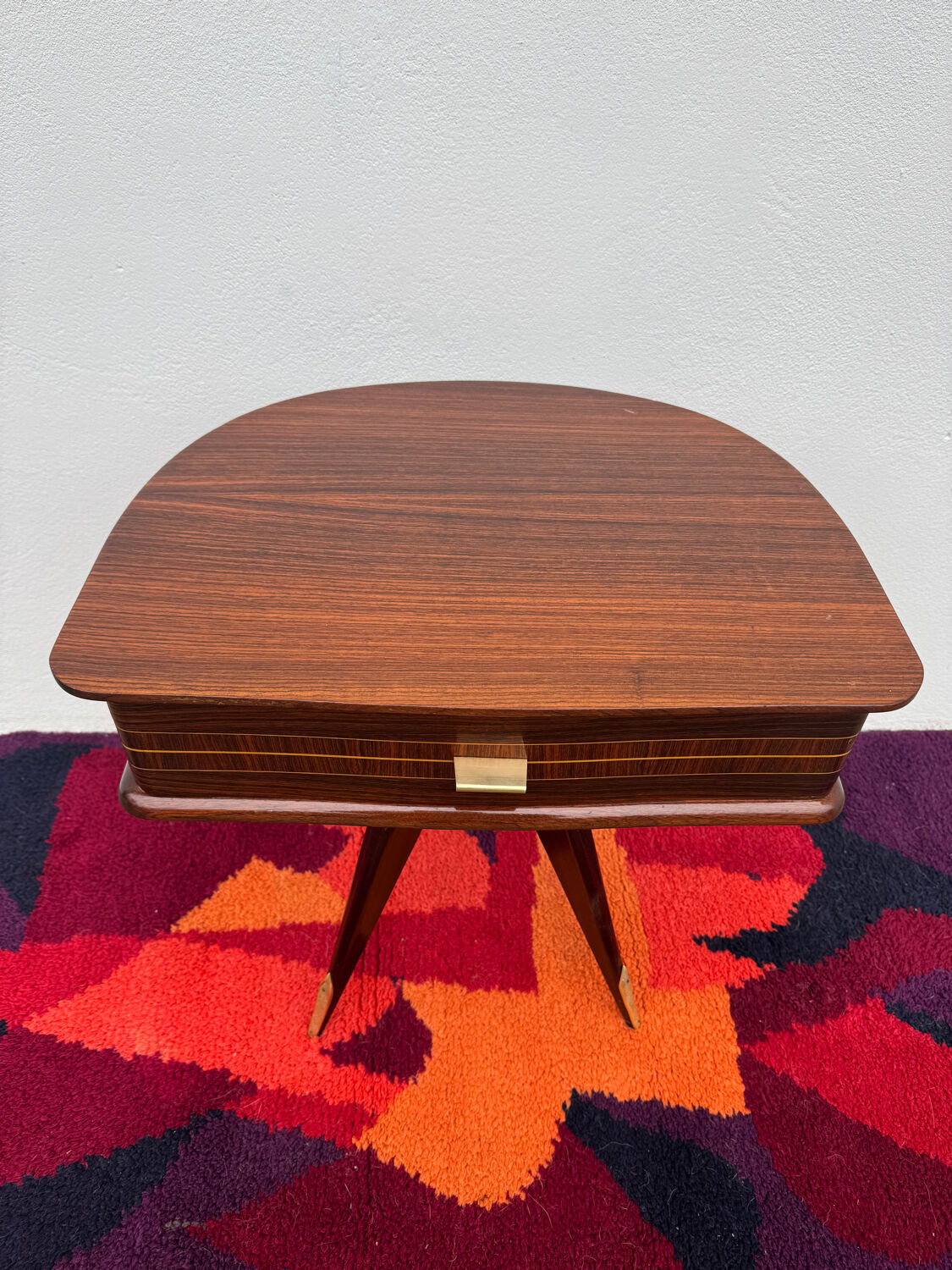 1950s half-moon tripod bedside table
