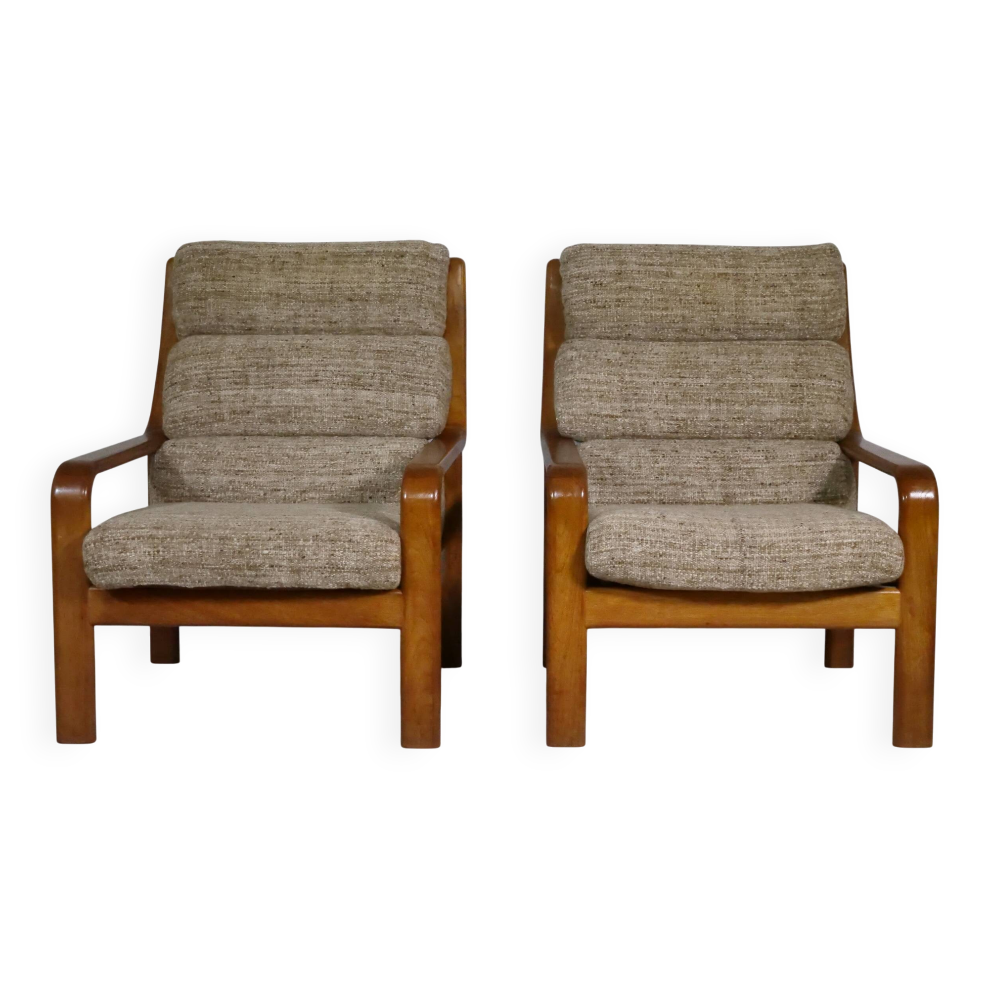 Teak Highback Lounge Chairs by L. Olsen & Søn, Set of 2, Denmark, 1960s