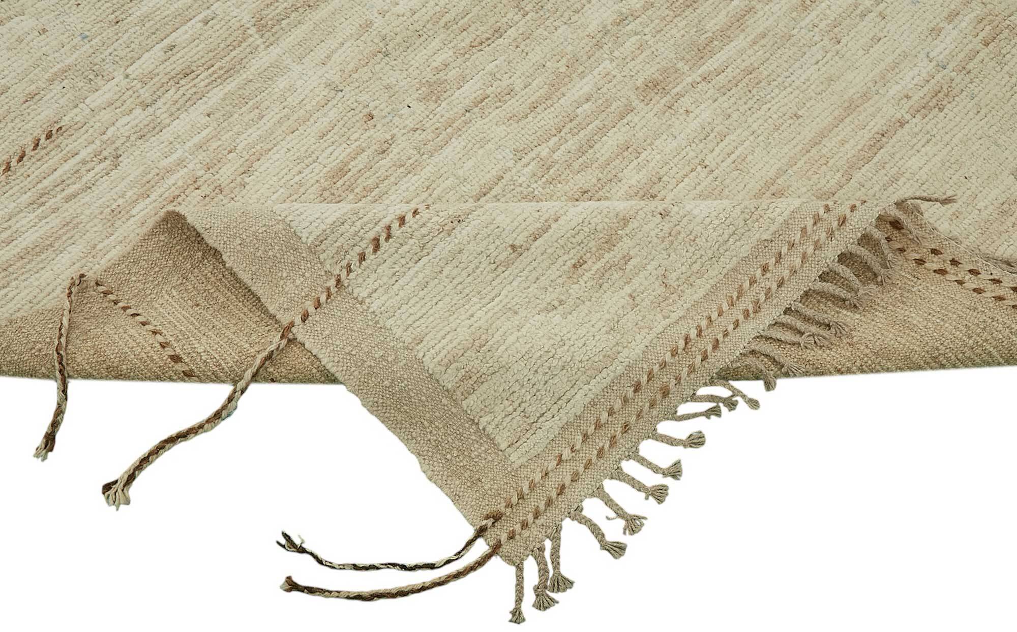 Handwoven Turkish Rustic 261 cm x 299 cm Beige Wool Carpet