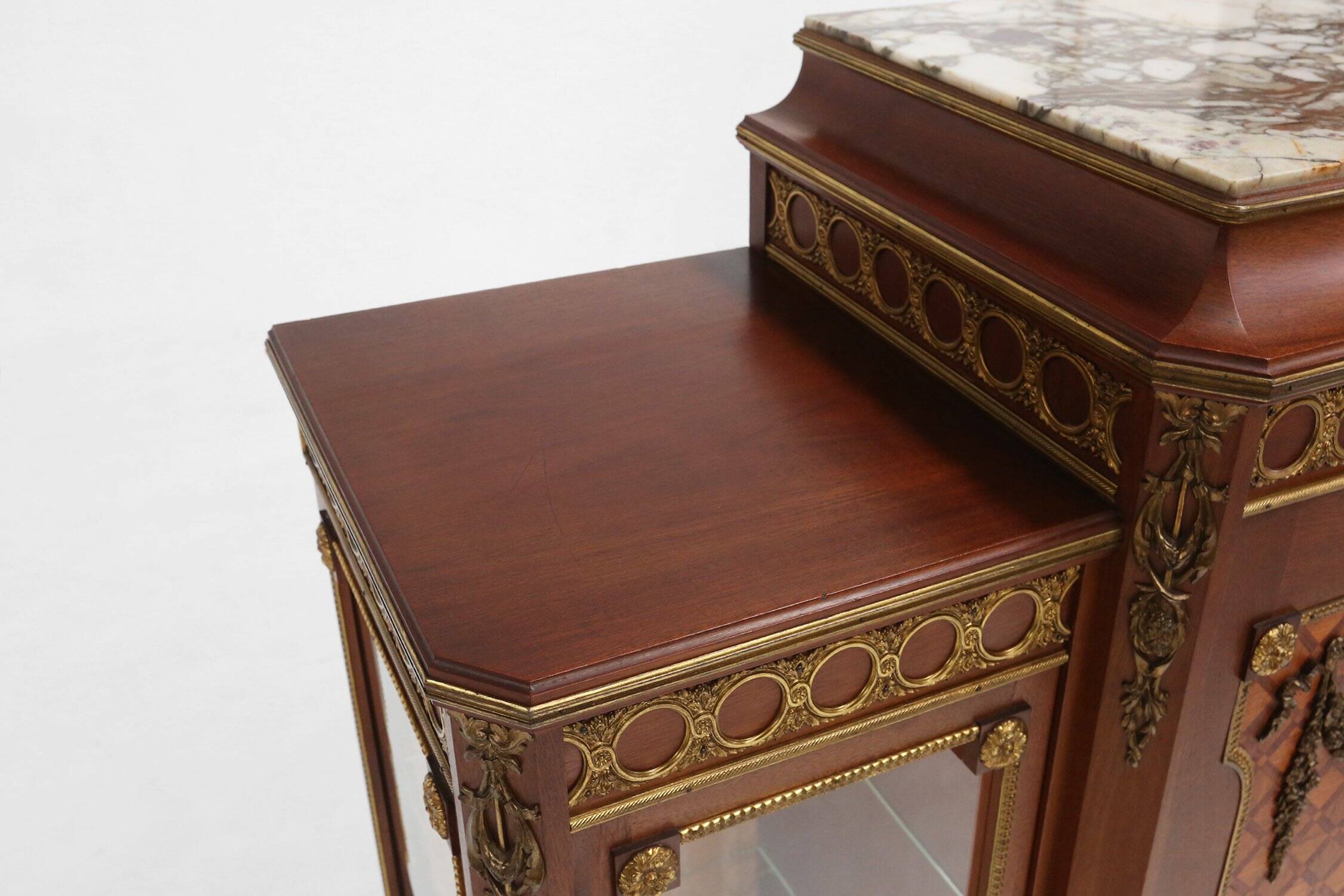 Louis Xvi Display Cabinet in Marquetry with Light, France, 1850s