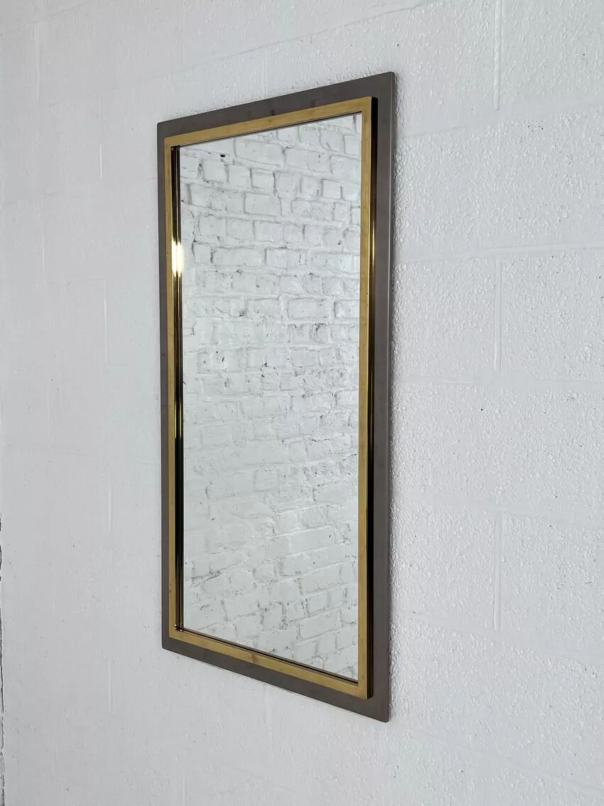 Vintage mirror in varnished metal and brass by BelgoChrome