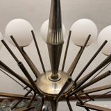Large Sputnik Bronze & Glass Chandelier, 1960s