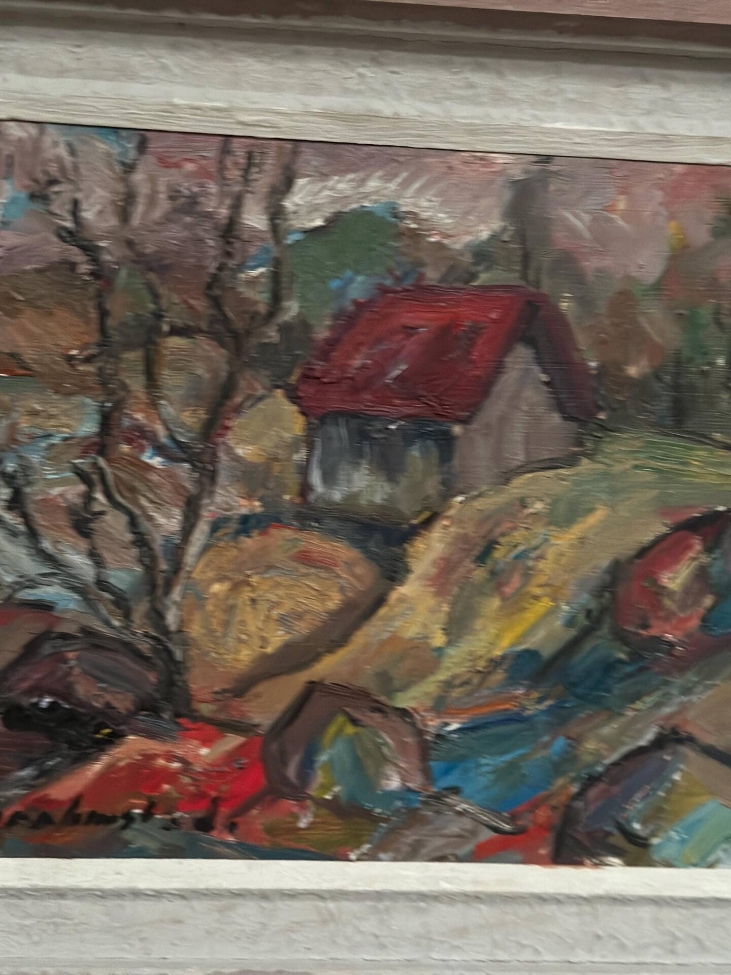 Swedish Oil on Canvas – “Cottage with a Red Roof” by Nils Grahmstad