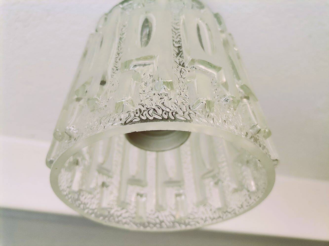 Minimalist simple glass hanging lamp USSR 1970s