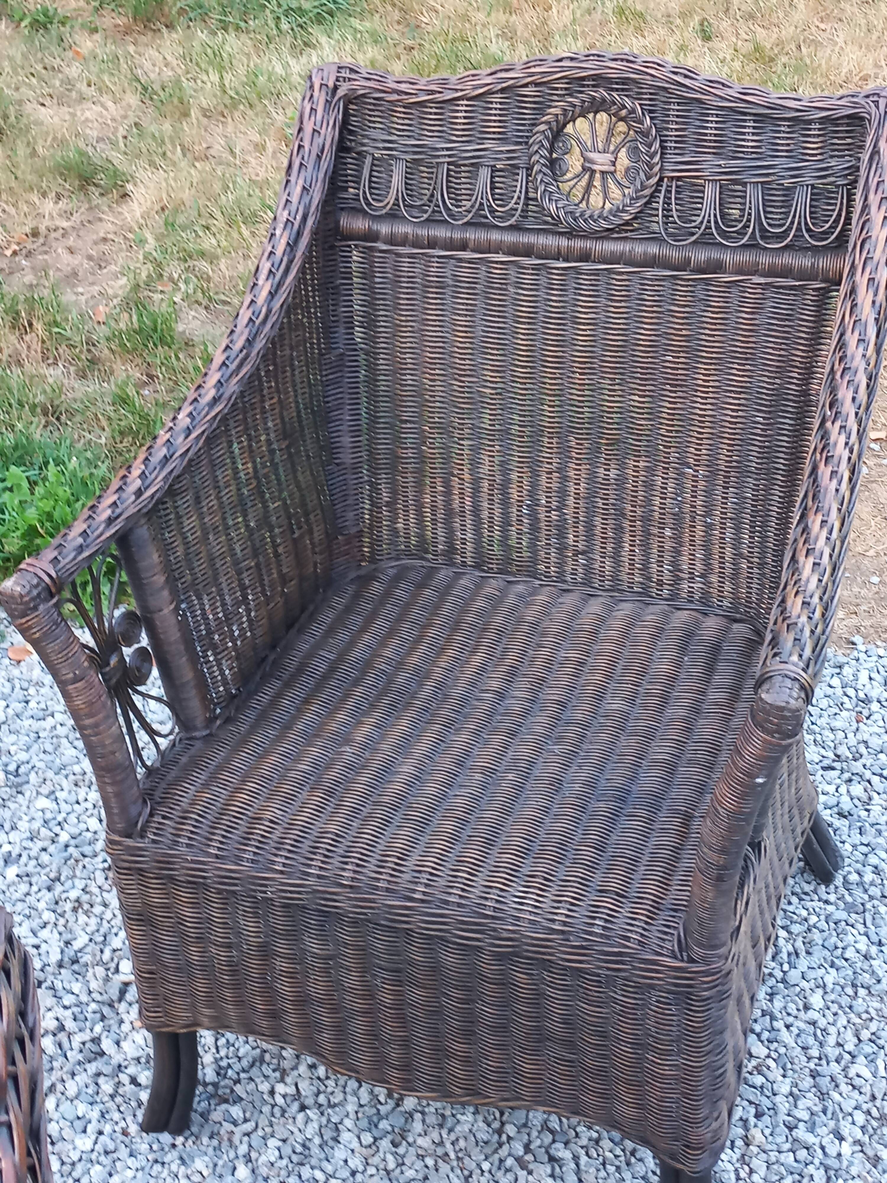 Set de 3 fauteuils en rotin des années 70