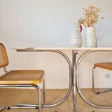 Oval marble and chrome table by Roche Bobois from the 1970s.
