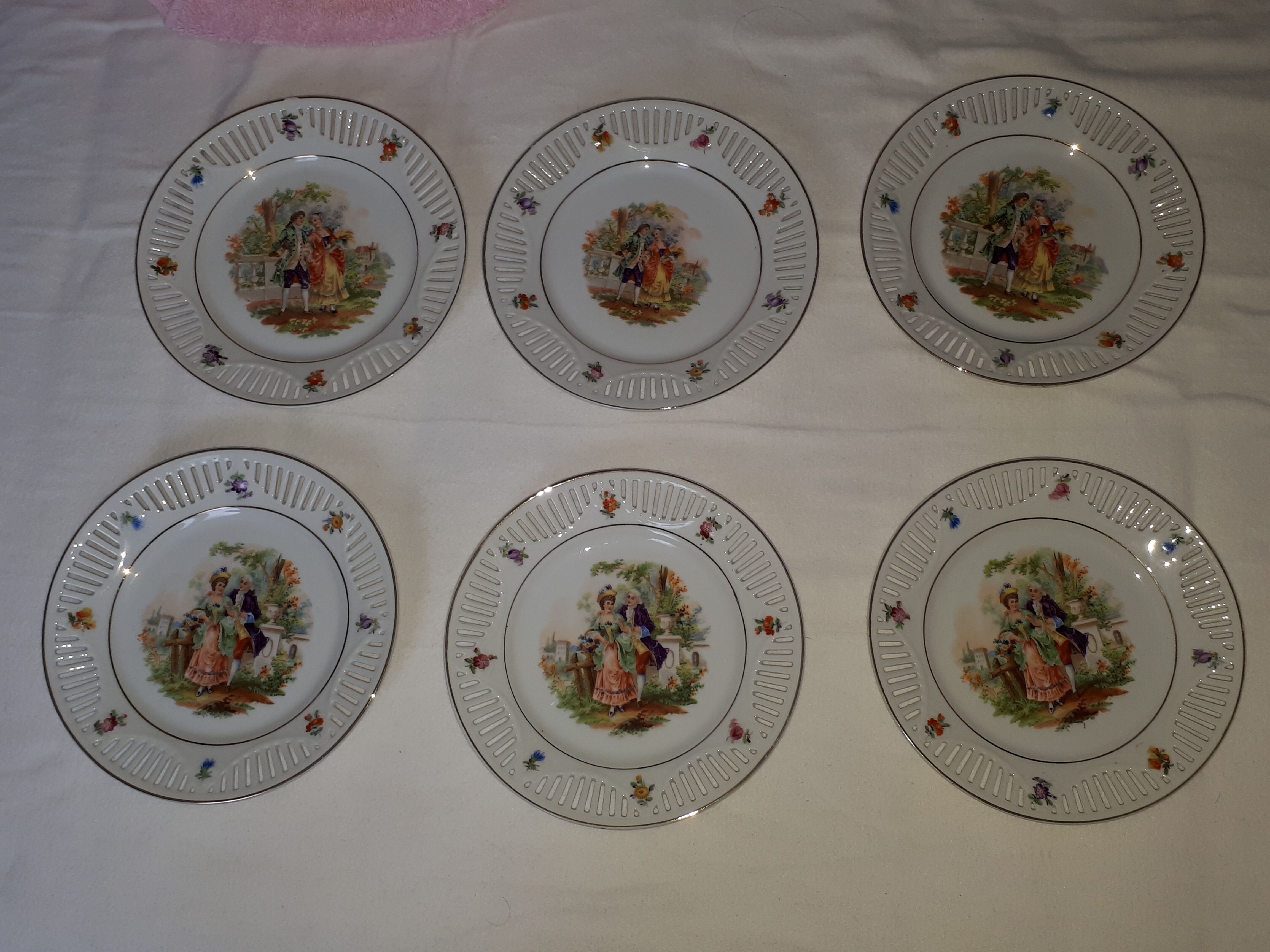 6 dessert plates "scènes galantes"