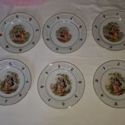 6 assiettes à dessert "scènes galantes"