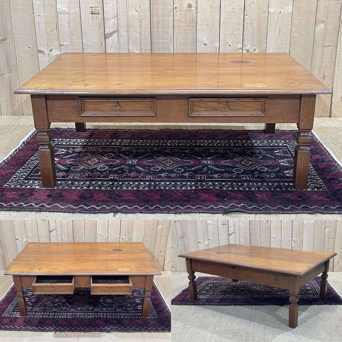 Teak coffee table with 2 drawers from the 1950s.