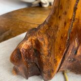 Brutalist style olive wood lamp base