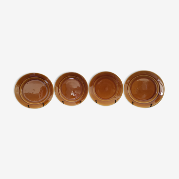 Dessert plates St Amand ceramic glazed caramel