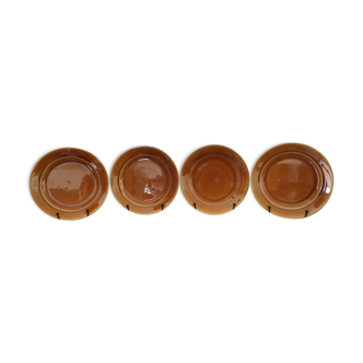 Dessert plates St Amand ceramic glazed caramel