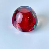 Cendrier Sommerso en verre de Murano rouge et bleu par Seguso, Italie, 1970