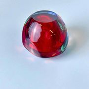 Red and blue Sommerso ashtray by Seguso, Murano glass, Italy, 1970