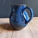 Vintage Blue Stoneware Jug with Grape Cluster Pattern, Ceramic Vase
