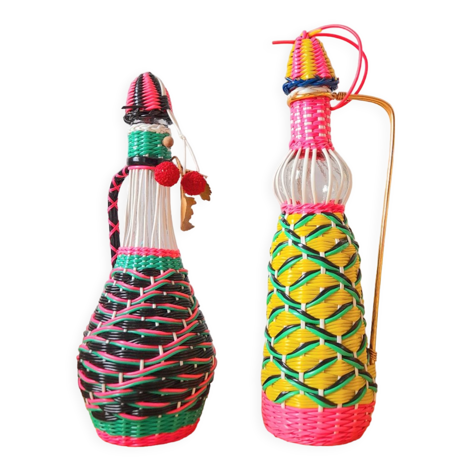 Set of 2 scoubidous bottles