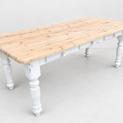 Large Vintage Farmhouse Dining Table with Drawers – Rustic Solid Wood