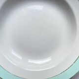 6 Assiettes creuses vintage faïence LUNEVILLE blanches vertes doré