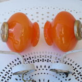 Pair of vintage orange hanging lamps