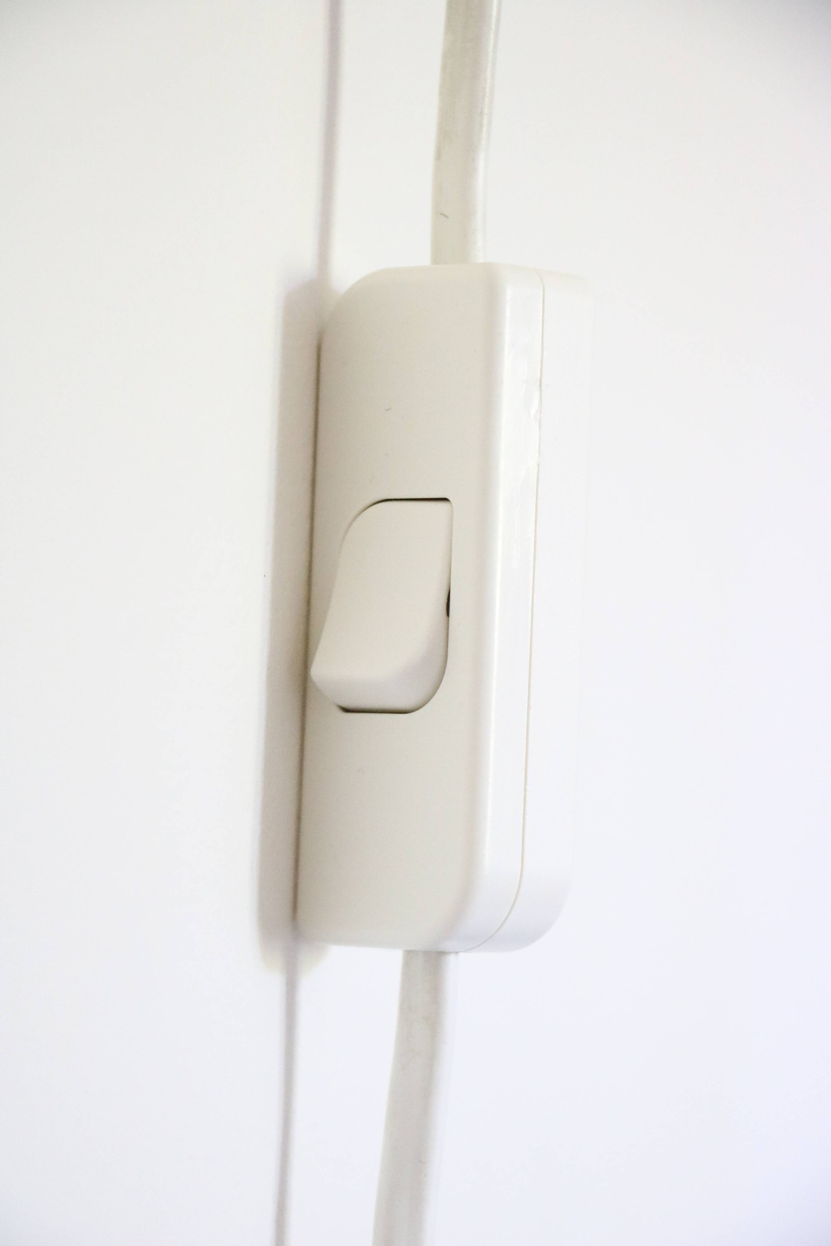 Pair of Scandinavian wall lights, white and gold metal