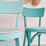 Pair of bistro chairs - blue stripes and velvet