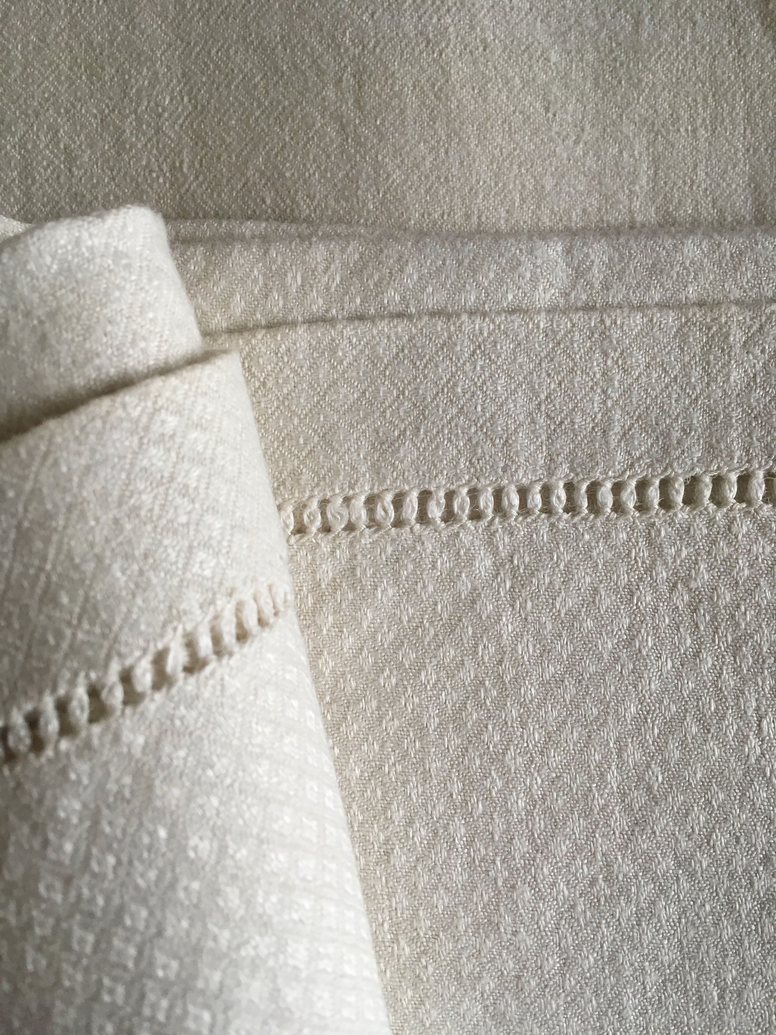 Set 3 towels linen honeycomb Damascus old