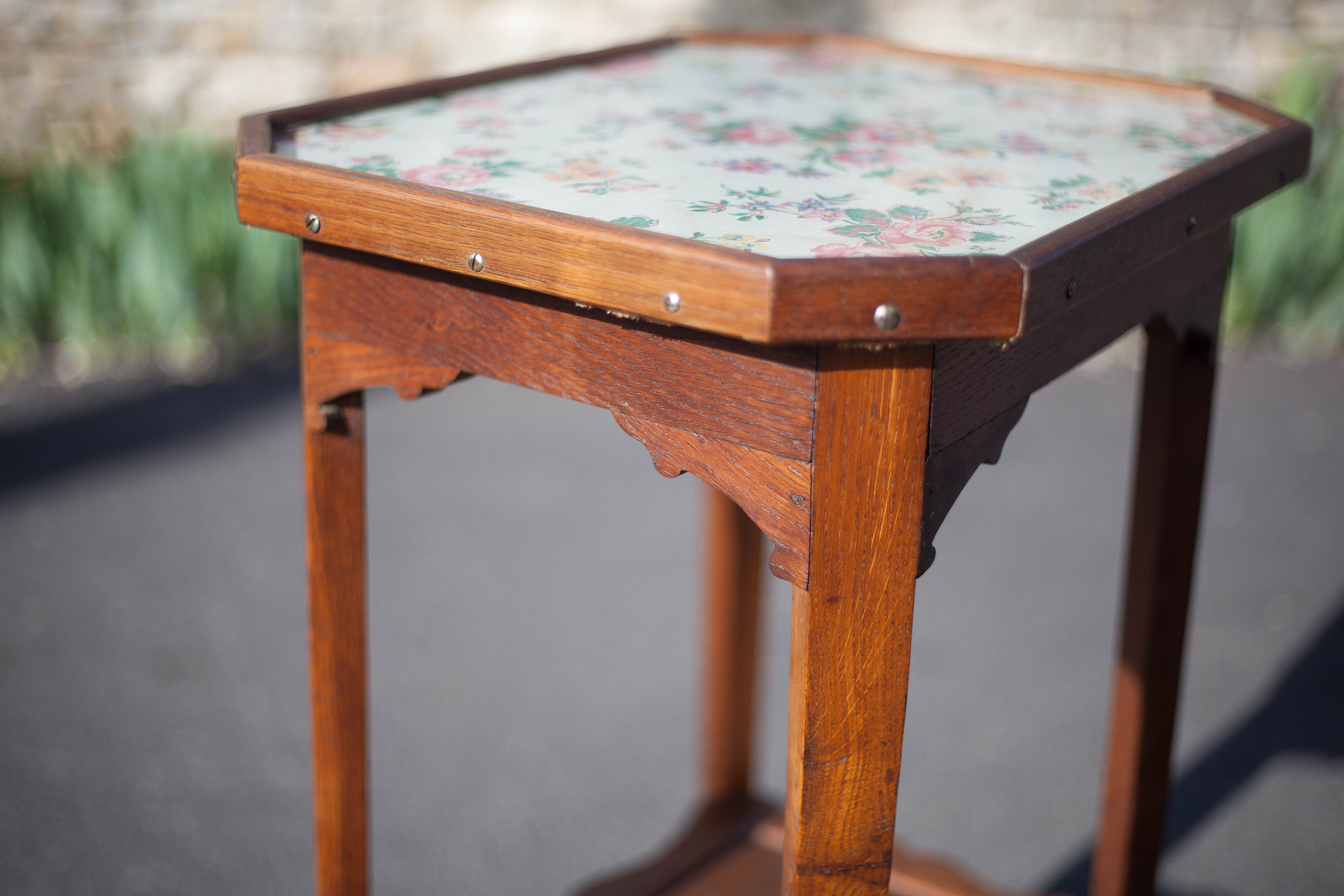 Antique wood pedestal table, 30