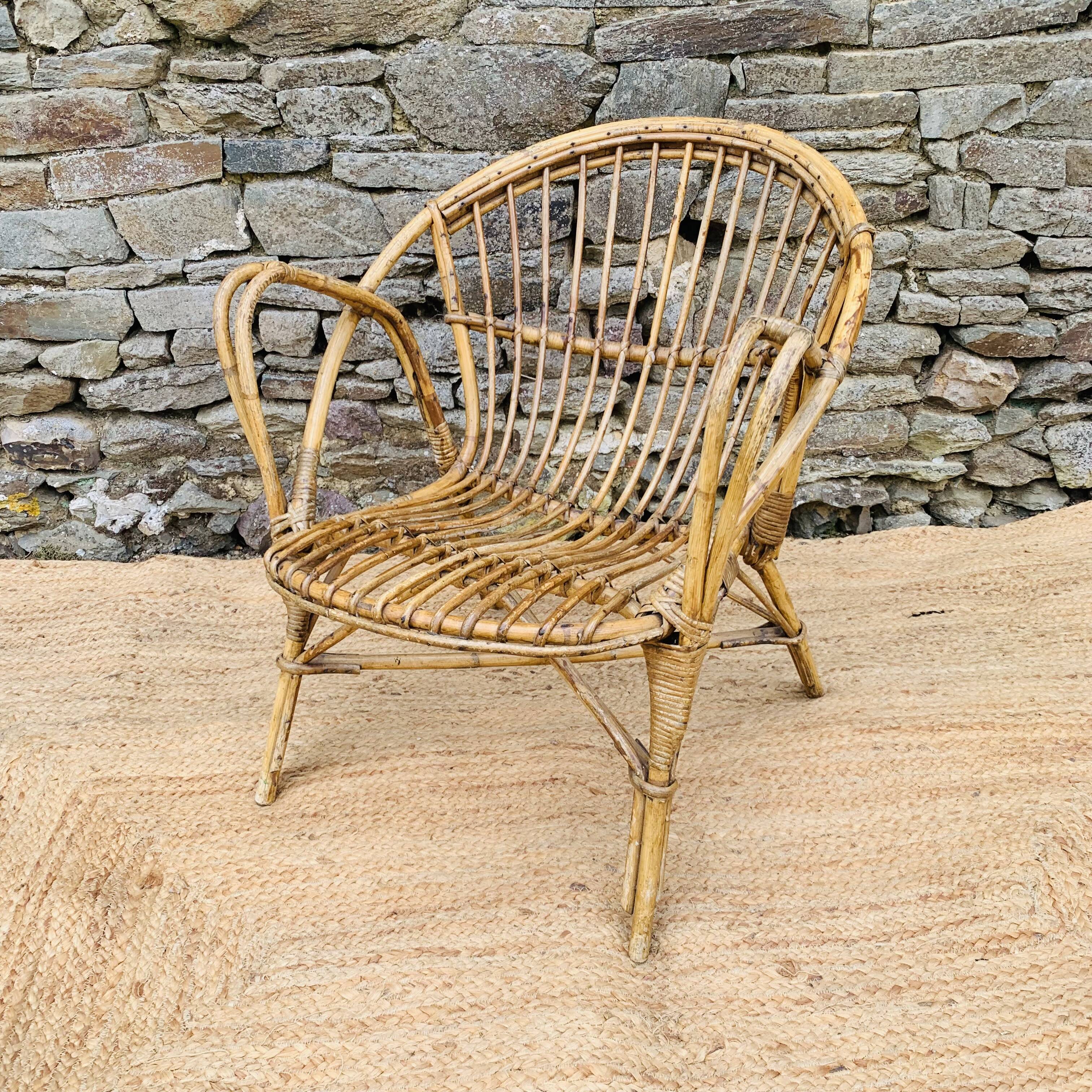 Vintage rattan armchair