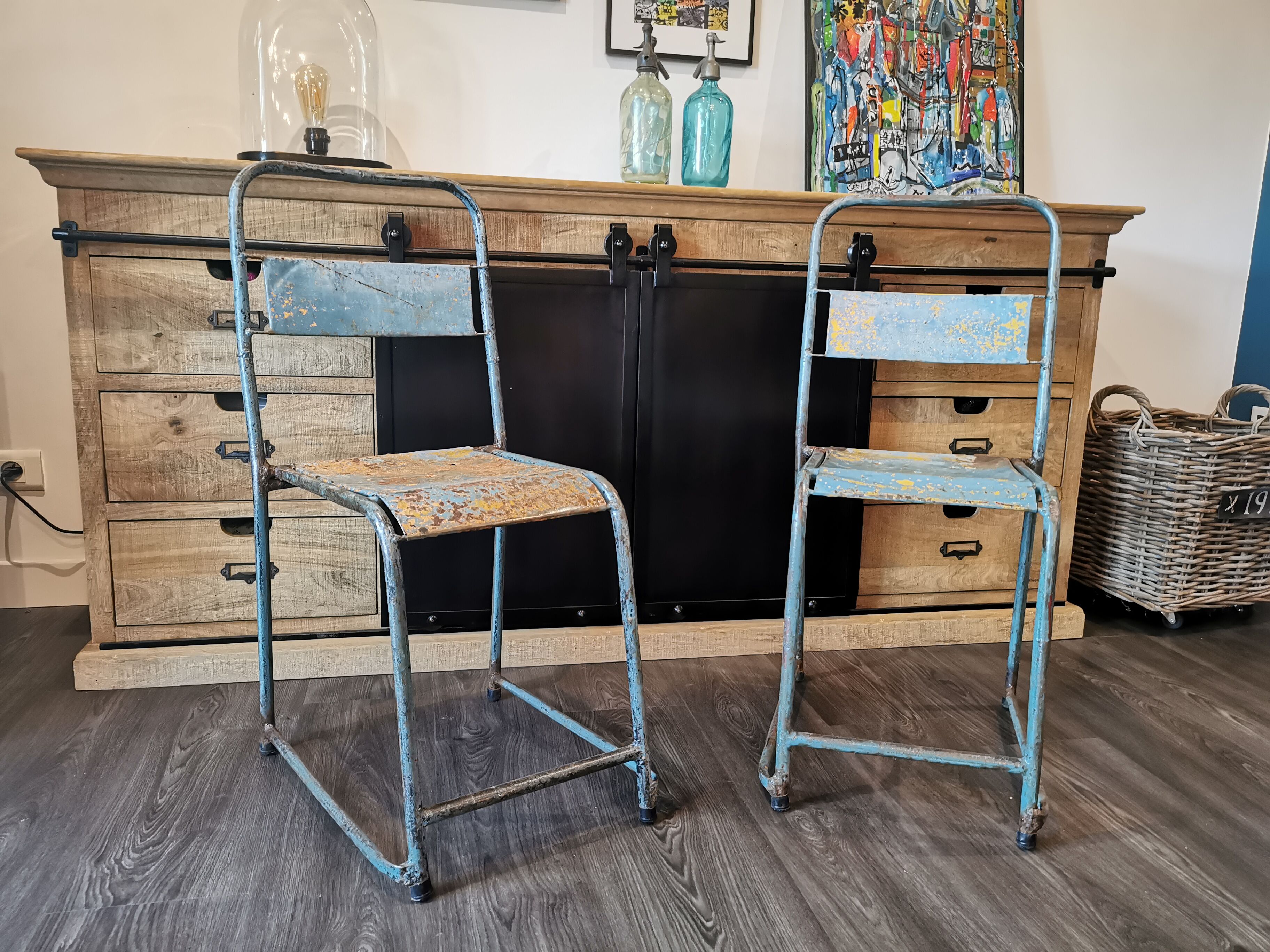 Pair of industrial bistro chairs