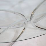 Coffee Table Chrome Spider Legs and Glass 1970s Italy