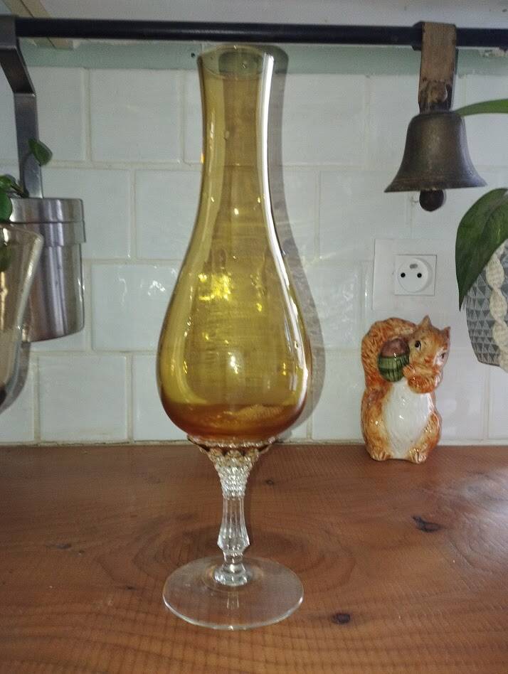 Empoli vase in amber blown glass – Italy, 1960s