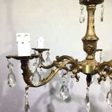 5-light chandelier in bronze and pendants