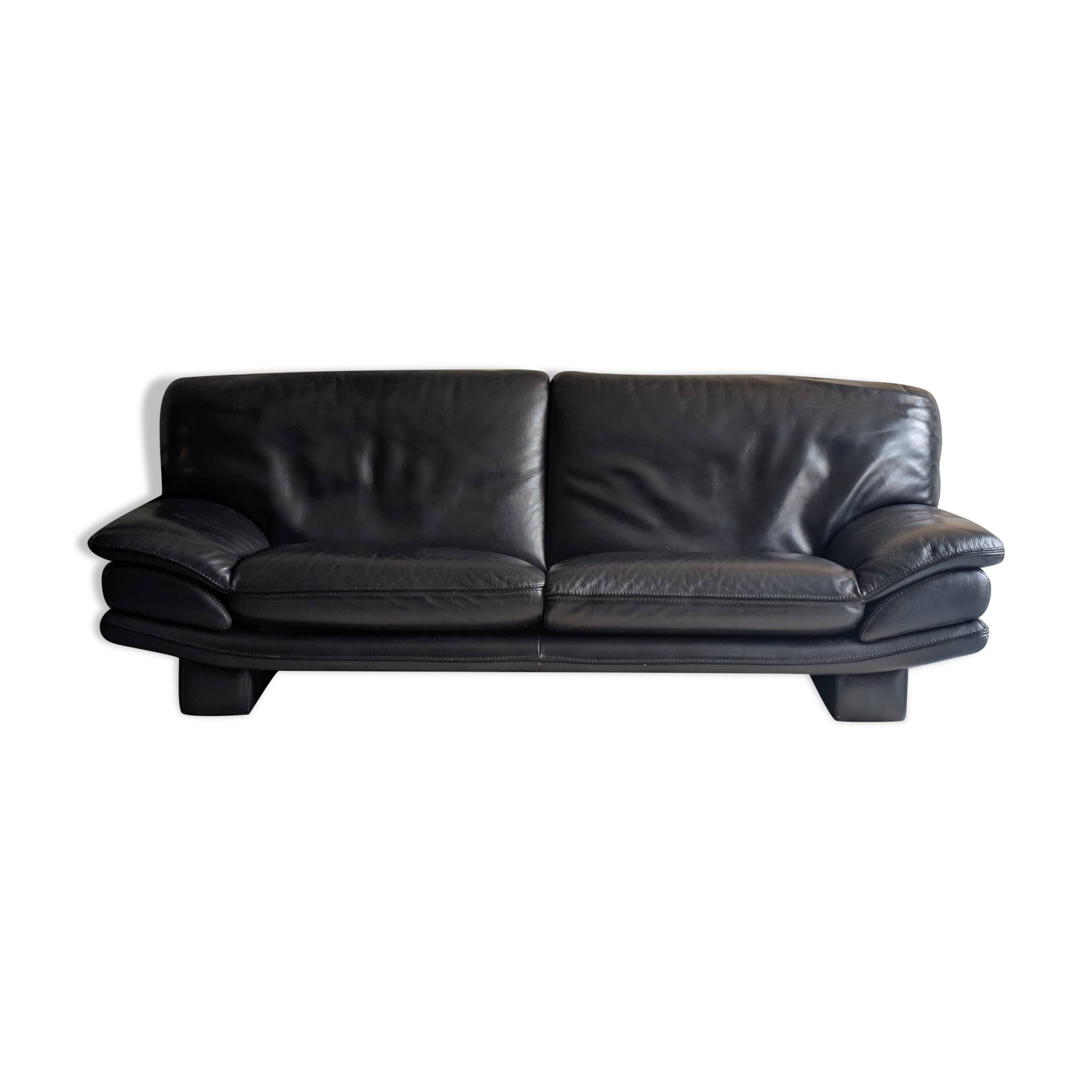 2-seater sofa Roche Bobois – Black leather – Contemporary design