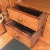 Empire-style secretary desk in burr walnut with detached columns, drop-front, and secret drawer