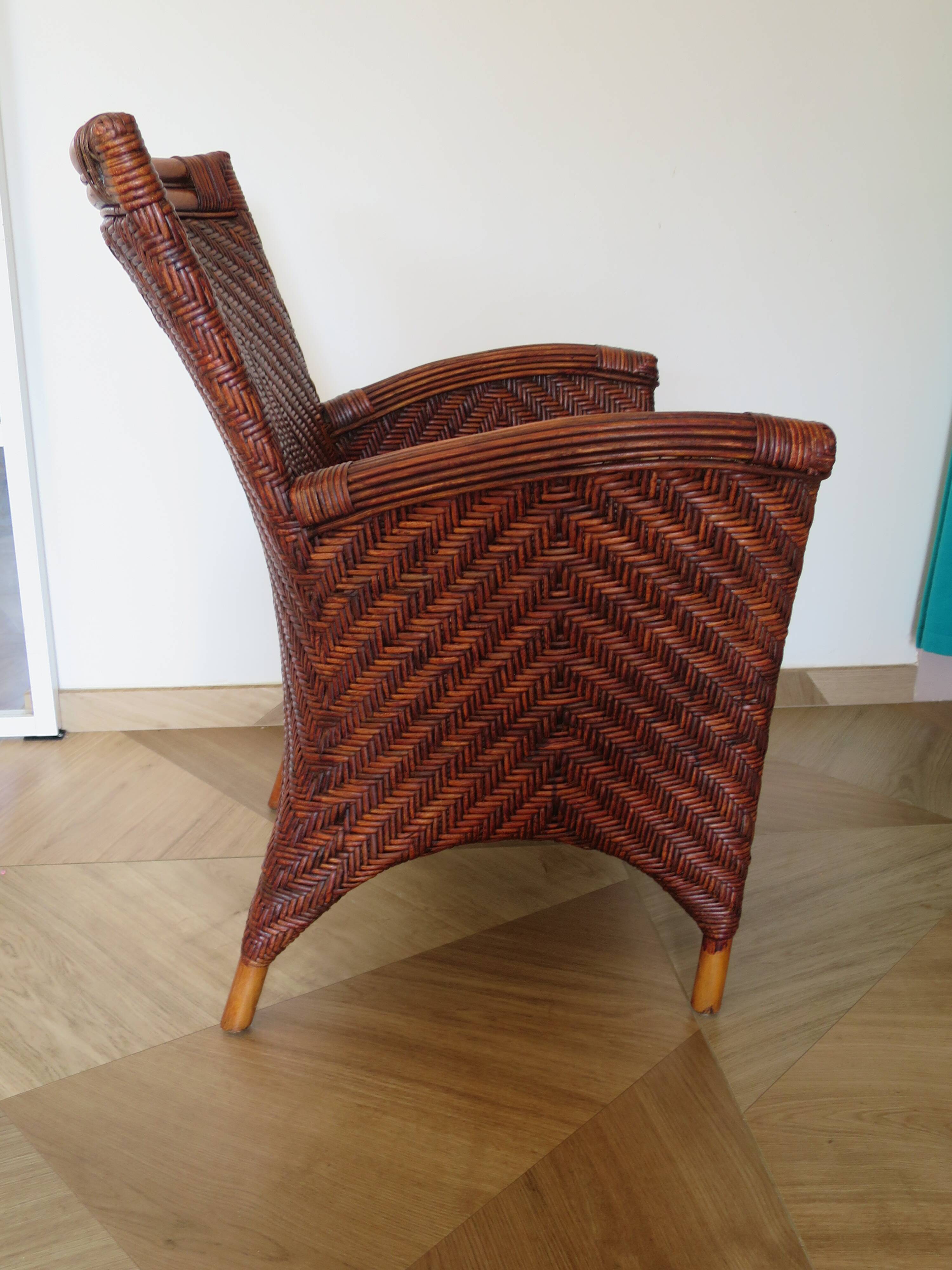 Woven rattan armchair, 1980s