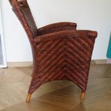 Woven rattan armchair, 1980s